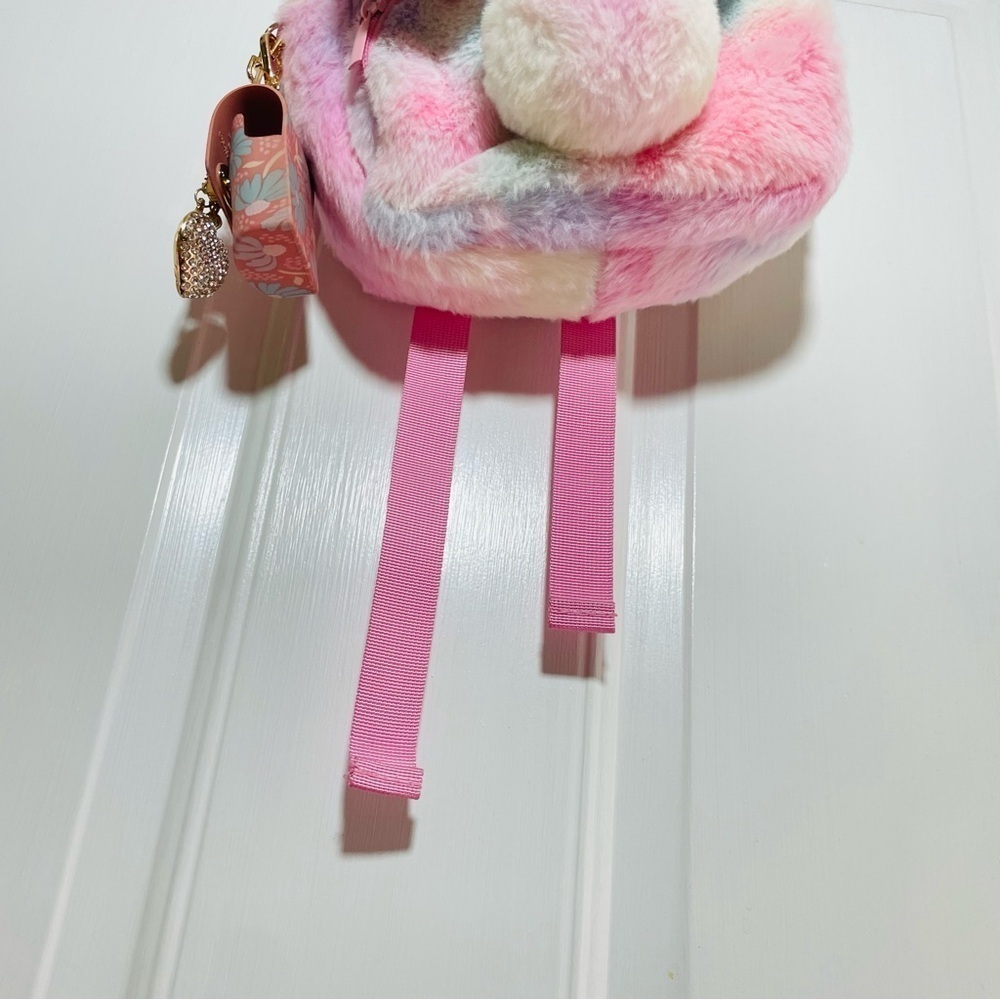 Claire’s Rainbow Bunny Plush Mini Backpack – Pastel Fuzzy Kids Bag NWT - Picture 7 of 11
